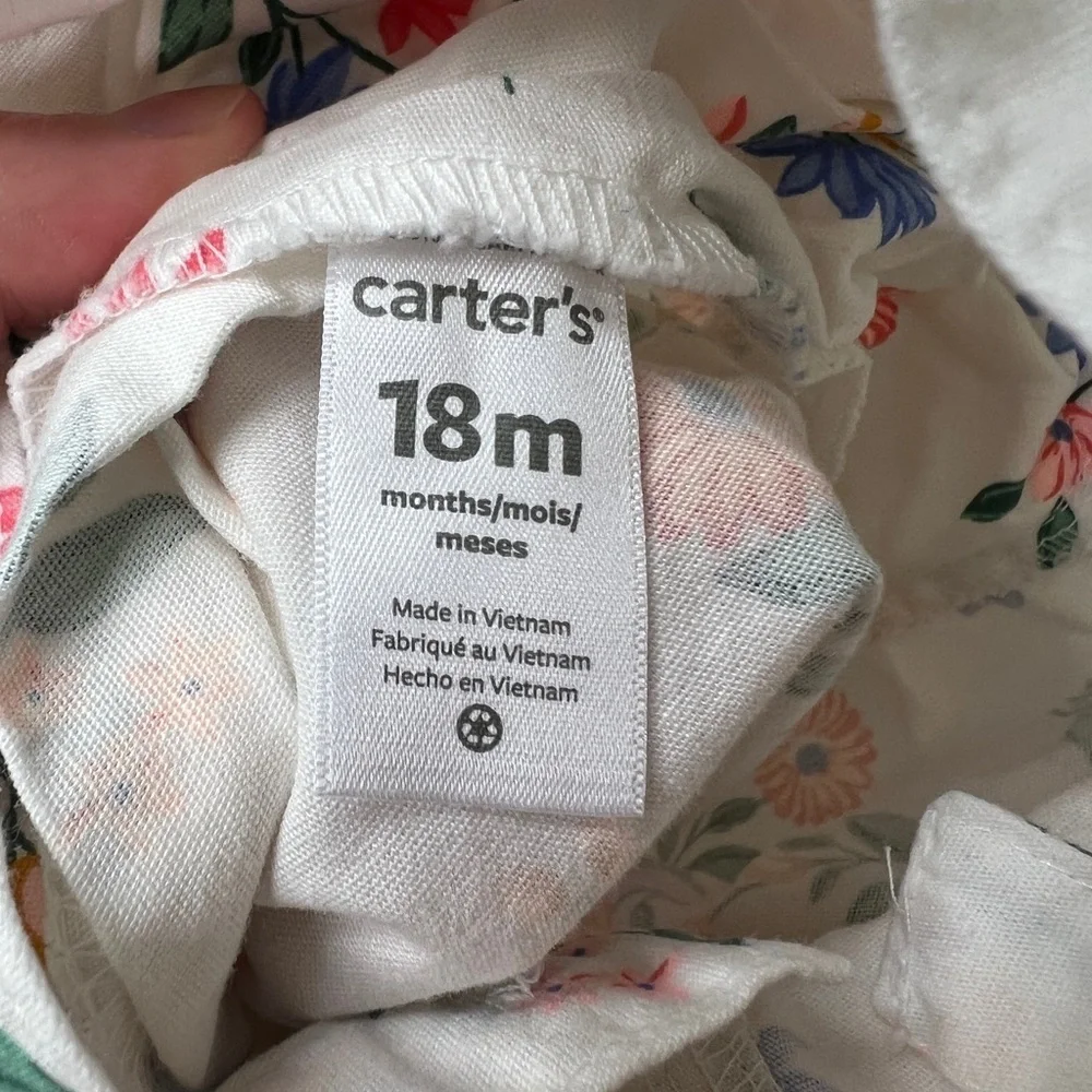 NWOT Carter’s 24M White, Pink, Blue, Yellow Floral Girls Overall Dress Jumper